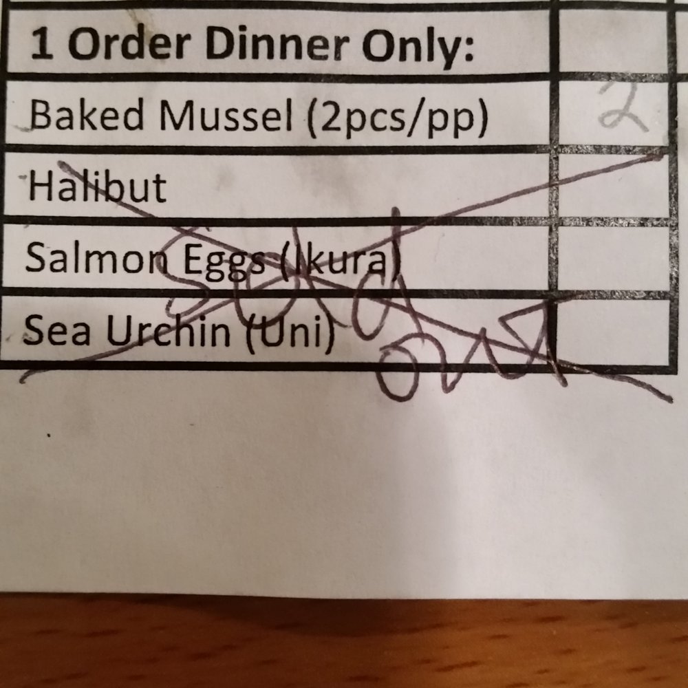 Amagi Sushi - Sold out of dinner items on a Saturday night!!!!! Bad for business. - Sushi Bars Near Me - Riverside, California