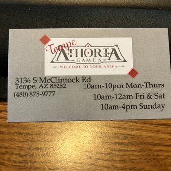 Athoria Games - Athoria business card. - Tabletop Games Near Me - Tempe, Arizona