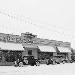 Filling Station - Our old cars in the snow!