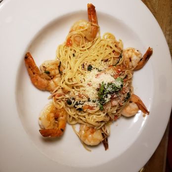 T Marie's - Shirmp Scampi pasta. My sister in law ordered this and she liked it. There wasn't really a chew to the angel hair pasta. - Italian Near Me - Mobile, Alabama T Marie's - Shirmp Scampi pasta. My sister in law ordered this and she liked it. There wasn't really a chew to the angel hair pasta. - Italian Near Me - Mobile, Alabama