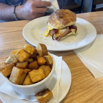 Vicious Biscuit - Bacon egg and cheese biscuit with home fries - Coffee & Tea Near Me - Mount Pleasant, South Carolina