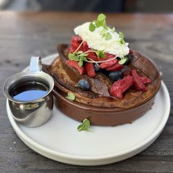 Almond & Oak - Baked strawberry rhubarb French toast