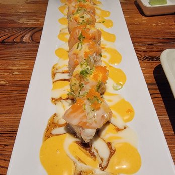 O’ Sushi - Honey Moon - Shrimp, Avo, Cucumber, Crab Meat Wrap (no rice) Topped w/Salmon. Sauce is spicy mayo mixed w/ mayo & sauce from the Tiger Roll. - Sushi Bars Near Me - Rosemead, California O’ Sushi - Honey Moon - Shrimp, Avo, Cucumber, Crab Meat Wrap (no rice) Topped w/Salmon. Sauce is spicy mayo mixed w/ mayo & sauce from the Tiger Roll. - Sushi Bars Near Me - Rosemead, California