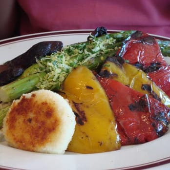 Artie's - Grilled Portobellos & Warm Goat Cheese with asparagus, red & yellow peppers & arugula over angel hair - American Near Me - Fairfax, Virginia