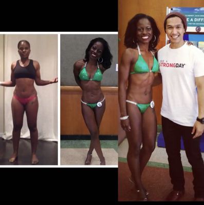 Getting bikini show ready - Helped a client lose 15 lbs of fat and 5-8 lbs of muscle in 3 months for a bikini competition using tailored full-body workouts and a focused nutrition plan. Proud of her discipline and dedication!