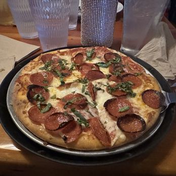 Moose's Tooth - gluten free pepperoni pizza and add basil (small) - Pizza Near Me - Anchorage, Alaska Moose's Tooth - gluten free pepperoni pizza and add basil (small) - Pizza Near Me - Anchorage, Alaska