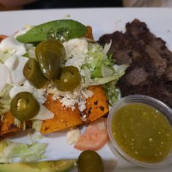 Las Fresas Mexican Grill - Enchiladas Mexicana - menu says chirico, taste was more like beef patty.
