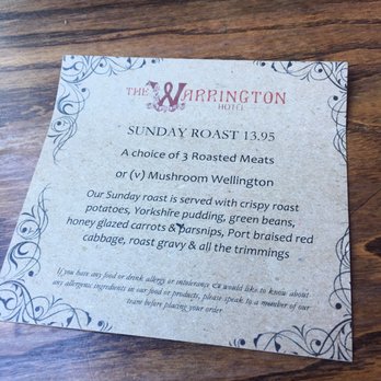 The Warrington Hotel - The Sunday roast special menu - Pubs Near Me - London, XGL The Warrington Hotel - The Sunday roast special menu - Pubs Near Me - London, XGL