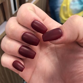 Vip Nails - Dang did my nails just how I wanted. I love them. Coffin shaped with a matte red color. Perfect for fall. - Nail Salons Near Me - Redding, California