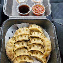 Steamed beef dumplings. One order comes with 12 pieces.
