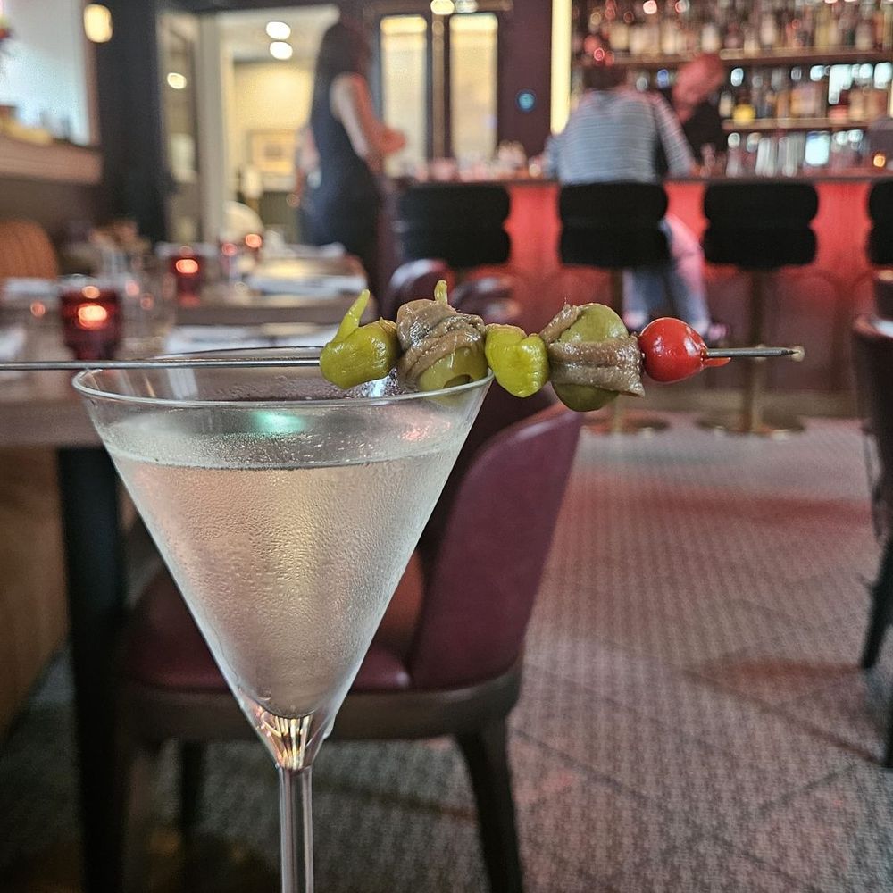 Foxy's - Martini with gilda skewer - Tapas/Small Plates Near Me - Elora, Ontario