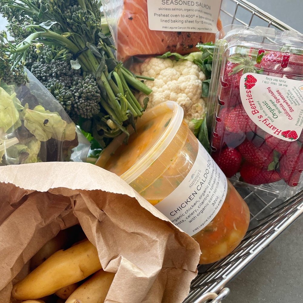 Mercado Laguna - Full basket of fresh veggies, fruit and Summer's delicious Chicken Caldo Soup. - Health Markets Near Me - Laguna Beach, California Mercado Laguna - Full basket of fresh veggies, fruit and Summer's delicious Chicken Caldo Soup. - Health Markets Near Me - Laguna Beach, California