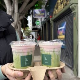 Matcha Latte with Strawberry Cream Matcha Latte with Strawberry Cream