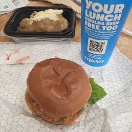 Number four original chicken sandwich substitute baked potato Coke zero Number four original chicken sandwich substitute baked potato Coke zero