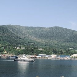 Budget Car Rental - View of the ferry coming to get us & the cat