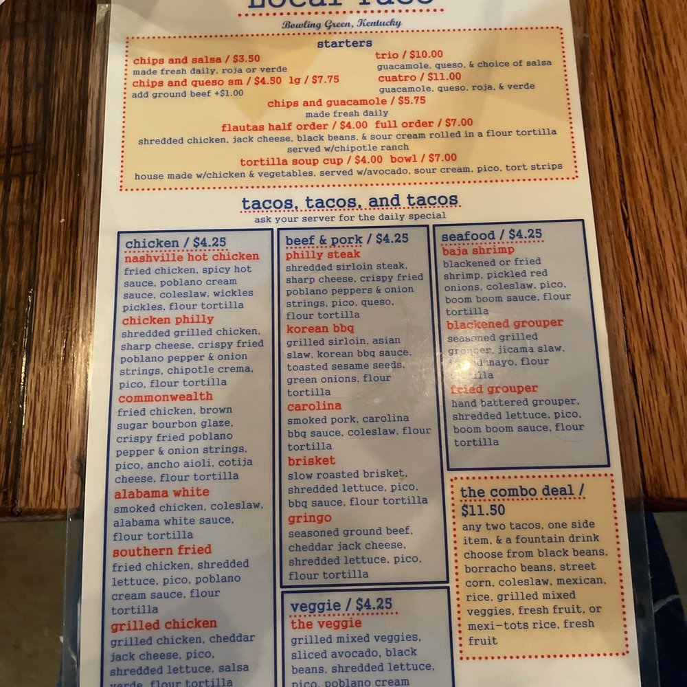 Local Taco - Menu - Mexican Near Me - Bowling Green, Kentucky Local Taco - Menu - Mexican Near Me - Bowling Green, Kentucky