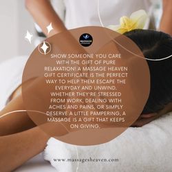 Massage Heaven - Indulge your senses with a luxurious massage!
Visit our website or call us to schedule an appointment.