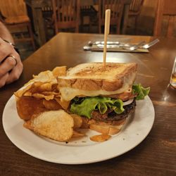 HillBilly's Grub N Pub - This is one of the biggest burger sandwiches  I have seen.  My husband had to try it. It is called the Holy Moly!