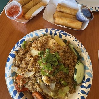 Thai Corner Kitchen - Veggie Basil Fried Rice, Crispy Spring Rolls, Crispy Duck Rolls - Thai Near Me - Greensboro, North Carolina