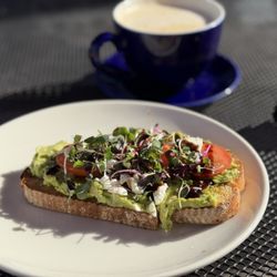 la Madeleine - Avocado Toast with Basalmic Glaze. So good