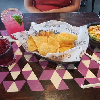 Condado Tacos - Smoke show(bottom left) dragonfruit marg(top left) street corn guac ( middle) - Tacos Near Me - Pittsburgh, Pennsylvania