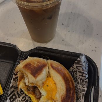 Ven Pa Ca Cafe - sausage egg and cheese and caramel macchiato - Puerto Rican Near Me - Titusville, Florida Ven Pa Ca Cafe - sausage egg and cheese and caramel macchiato - Puerto Rican Near Me - Titusville, Florida