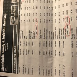 Monticciolo Family and Sedation Dentistry - Seminole - The treatment plan for cleaning teeth showing $655 with no insurance $505 with their "Denta Care Program"