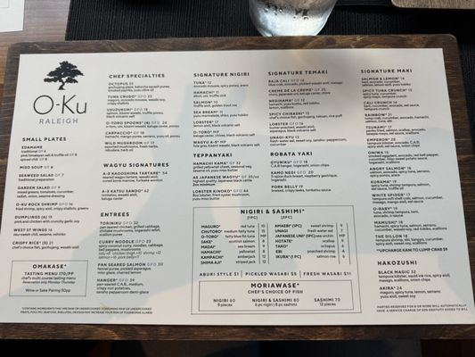 Menu photo 1 O-Ku Raleigh, NC