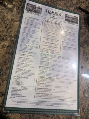 Menu photo 2 Horseshoe Lounge at Harris Ranch Coalinga, CA