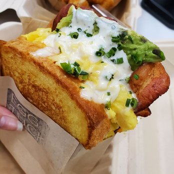Egg Tuck - Bacon and cheese egg sandwich with added avocado - Breakfast & Brunch Near Me - Los Angeles, California Egg Tuck - Bacon and cheese egg sandwich with added avocado - Breakfast & Brunch Near Me - Los Angeles, California