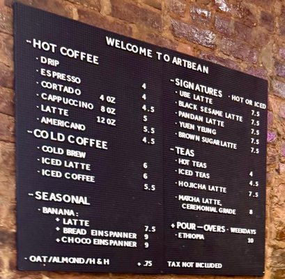 Menu photo 2 Artbean Coffee New York, NY Menu photo 2 Artbean Coffee New York, NY