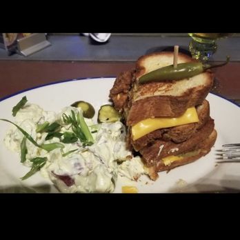 The Rustic - Spicy chicken sandwich and potatoe salad - Bars Near Me - Houston, Texas The Rustic - Spicy chicken sandwich and potatoe salad - Bars Near Me - Houston, Texas