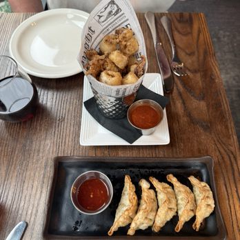Glass Wine Bar Kitchen - Crispy calamari and Crispy Chicken & Cabbage Potstickers - Tapas/Small Plates Near Me - Hawley, Pennsylvania Glass Wine Bar Kitchen - Crispy calamari and Crispy Chicken & Cabbage Potstickers - Tapas/Small Plates Near Me - Hawley, Pennsylvania