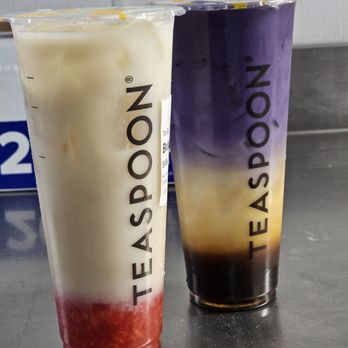 Teaspoon - The beautiful Silky Strawberry on the left & the marvelous Ube Coffee drink on the right(Sorry forgot the actual name of the Ube drink) - Bubble Tea Near Me - Henderson, Nevada Teaspoon - The beautiful Silky Strawberry on the left & the marvelous Ube Coffee drink on the right(Sorry forgot the actual name of the Ube drink) - Bubble Tea Near Me - Henderson, Nevada