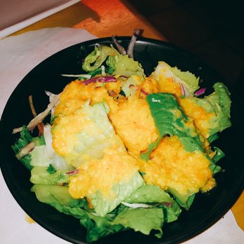 Kim's Sushi - House green salad. I did not care for their take of the carrot ginger dressing - Sushi Bars Near Me - West Orange, New Jersey Kim's Sushi - House green salad. I did not care for their take of the carrot ginger dressing - Sushi Bars Near Me - West Orange, New Jersey