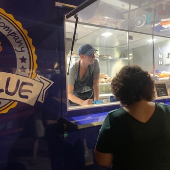 Big Blue Grilled Cheese - Working the cheese - Food Trucks Near Me Big Blue Grilled Cheese - Working the cheese - Food Trucks Near Me