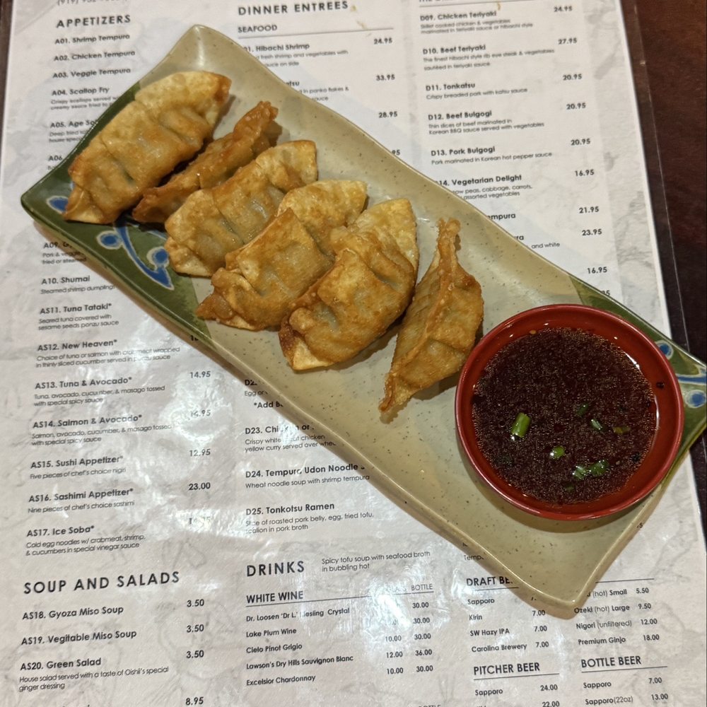 Oishii - A09. Pork Gyoza - Sushi Bars Near Me - Chapel Hill, North Carolina Oishii - A09. Pork Gyoza - Sushi Bars Near Me - Chapel Hill, North Carolina