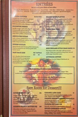 Menu photo 6 Linger Lodge Restaurant & Campground Bradenton, FL