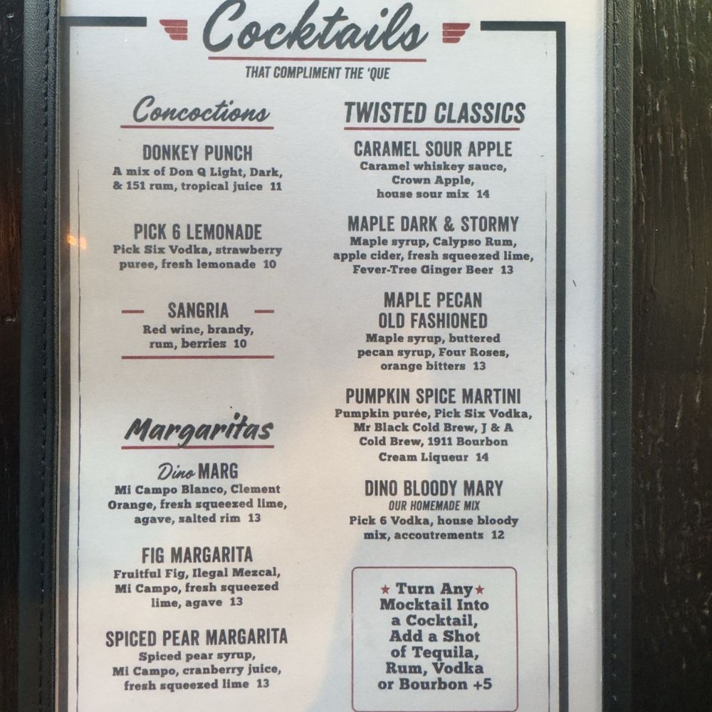 Dinosaur Bar-B-Que - Drink menu - Barbeque Near Me - Troy, New York Dinosaur Bar-B-Que - Drink menu - Barbeque Near Me - Troy, New York