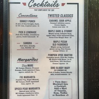 Dinosaur Bar-B-Que - Drink menu - Barbeque Near Me - Troy, New York