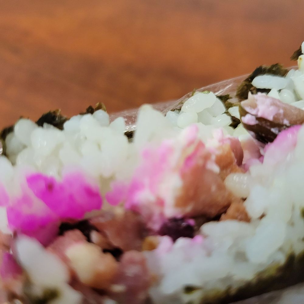 Got'z Grindz - Daddy G's musubi (cream cheese, bacon, & purple eggplant shibazuke) should not work but it's so great! - Japanese Near Me - Kaneohe, Hawaii Got'z Grindz - Daddy G's musubi (cream cheese, bacon, & purple eggplant shibazuke) should not work but it's so great! - Japanese Near Me - Kaneohe, Hawaii