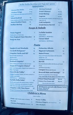 Menu photo 1 Bella Italia Restaurant Wappingers Falls, NY Menu photo 1 Bella Italia Restaurant Wappingers Falls, NY