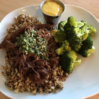 Green Lane - Chimichurri lunch special with a side of broccoli and hollandaise. - Juice Bars & Smoothies Near Me - Houston, Texas Green Lane - Chimichurri lunch special with a side of broccoli and hollandaise. - Juice Bars & Smoothies Near Me - Houston, Texas