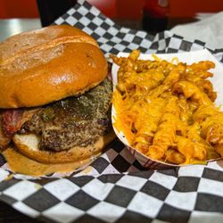 Jesse James Foods - The PB&J Burger w/a side of cheese fries