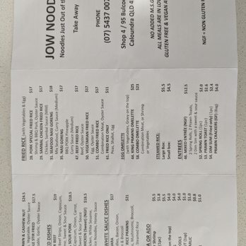 Jow Noodles - Menu July 2024 Page 1 - Chinese Near Me - Caloundra, QLD Jow Noodles - Menu July 2024 Page 1 - Chinese Near Me - Caloundra, QLD