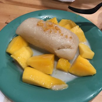 Saffron Thai - Hard mango and sticky rice that looks like a tamale - Thai Near Me - San Diego, California Saffron Thai - Hard mango and sticky rice that looks like a tamale - Thai Near Me - San Diego, California