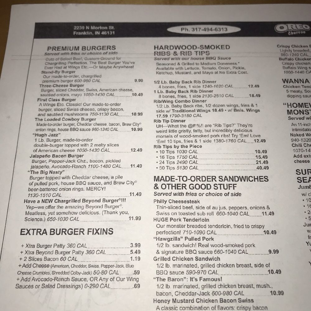 Wings Etc - Burgers, ribs and sandwiches - Chicken Wings Near Me - Franklin, Indiana Wings Etc - Burgers, ribs and sandwiches - Chicken Wings Near Me - Franklin, Indiana