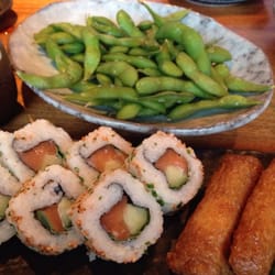 Umeshu - Edamame, Spicy Shake maki & Inari.