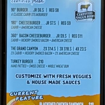 Canyons Fresh Grill - Burger menu - Burgers Near Me - Woodstock, Georgia