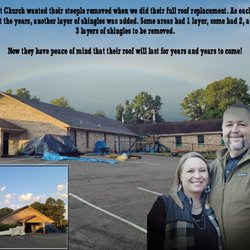 Hometown Roofing - Steeple down, roof replaced, clean up in process!